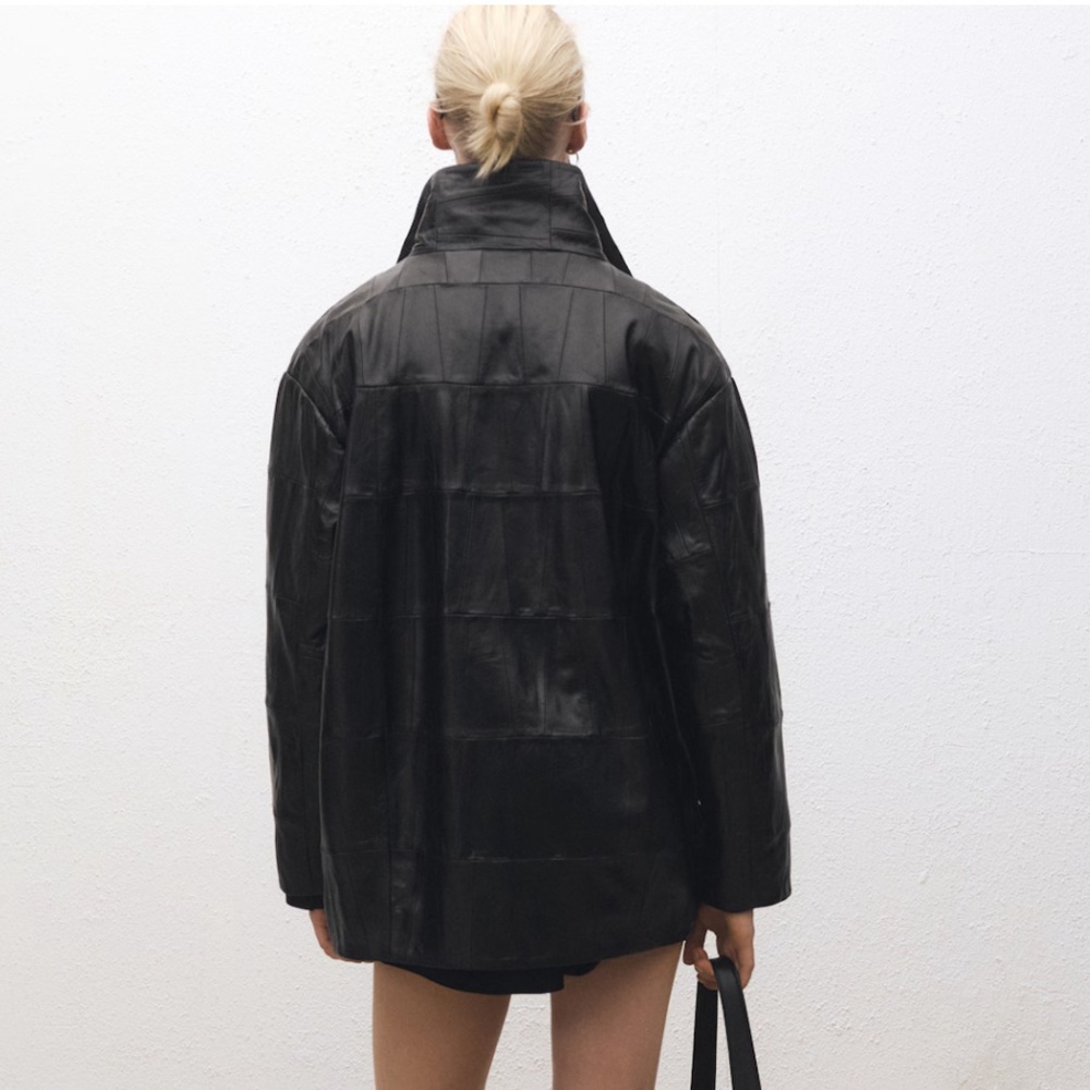 Mango Selection Oversized Patchwork Leather Coat - image 2